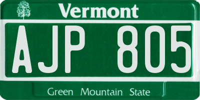 VT license plate AJP805