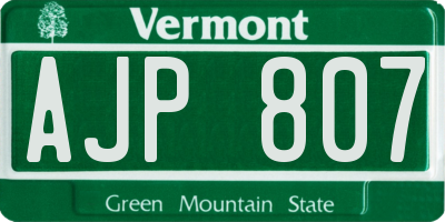 VT license plate AJP807