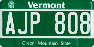VT license plate AJP808