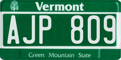 VT license plate AJP809