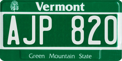 VT license plate AJP820