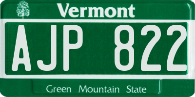 VT license plate AJP822