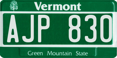 VT license plate AJP830
