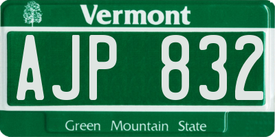 VT license plate AJP832
