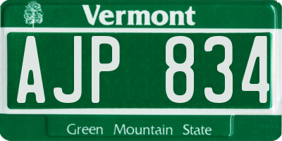 VT license plate AJP834