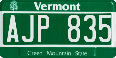 VT license plate AJP835