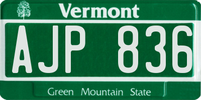 VT license plate AJP836