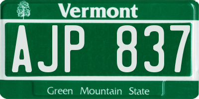VT license plate AJP837