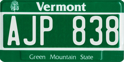 VT license plate AJP838