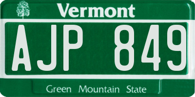 VT license plate AJP849