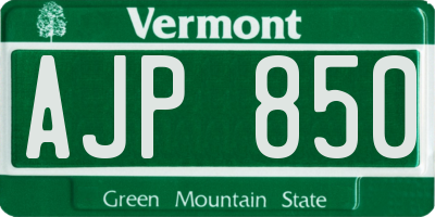VT license plate AJP850
