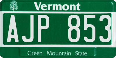 VT license plate AJP853