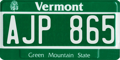 VT license plate AJP865