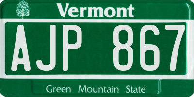 VT license plate AJP867
