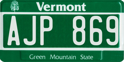 VT license plate AJP869