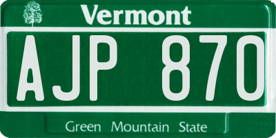 VT license plate AJP870