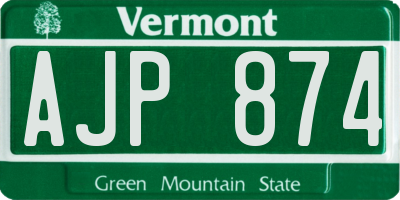 VT license plate AJP874
