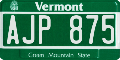 VT license plate AJP875