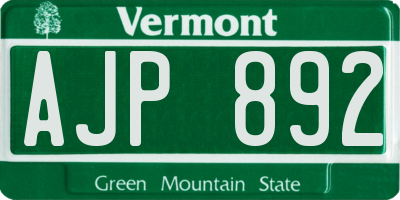 VT license plate AJP892
