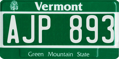 VT license plate AJP893
