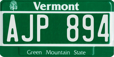 VT license plate AJP894