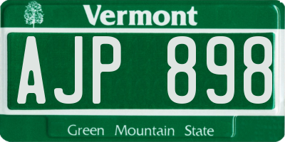 VT license plate AJP898