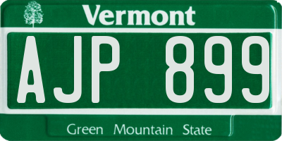 VT license plate AJP899