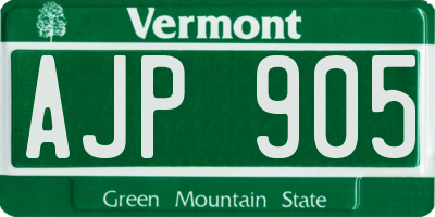 VT license plate AJP905