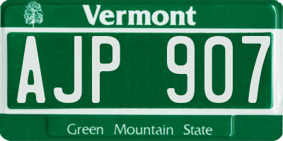VT license plate AJP907