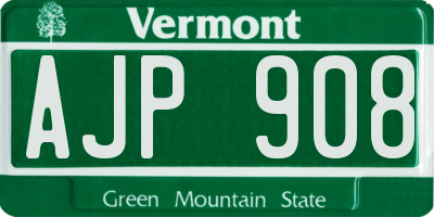 VT license plate AJP908