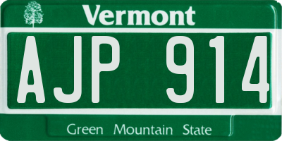 VT license plate AJP914