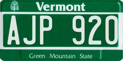 VT license plate AJP920