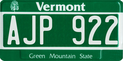 VT license plate AJP922