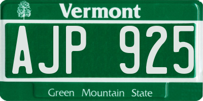 VT license plate AJP925