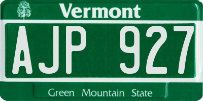 VT license plate AJP927