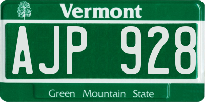 VT license plate AJP928