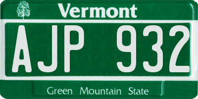 VT license plate AJP932