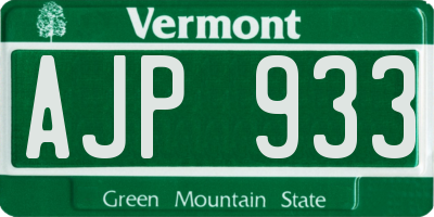 VT license plate AJP933