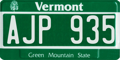 VT license plate AJP935