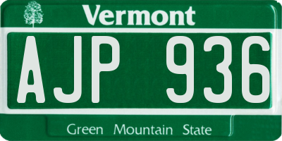 VT license plate AJP936