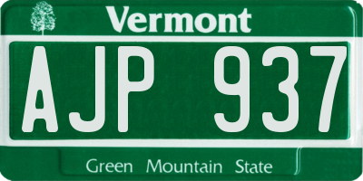 VT license plate AJP937
