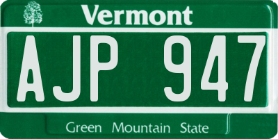 VT license plate AJP947