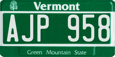 VT license plate AJP958