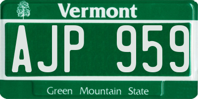 VT license plate AJP959