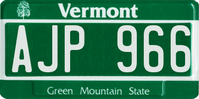 VT license plate AJP966