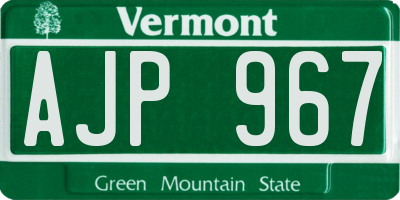 VT license plate AJP967