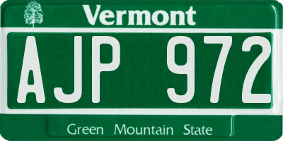 VT license plate AJP972