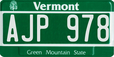 VT license plate AJP978