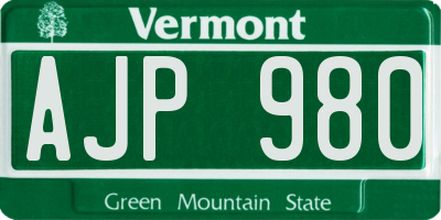 VT license plate AJP980
