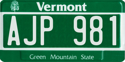 VT license plate AJP981